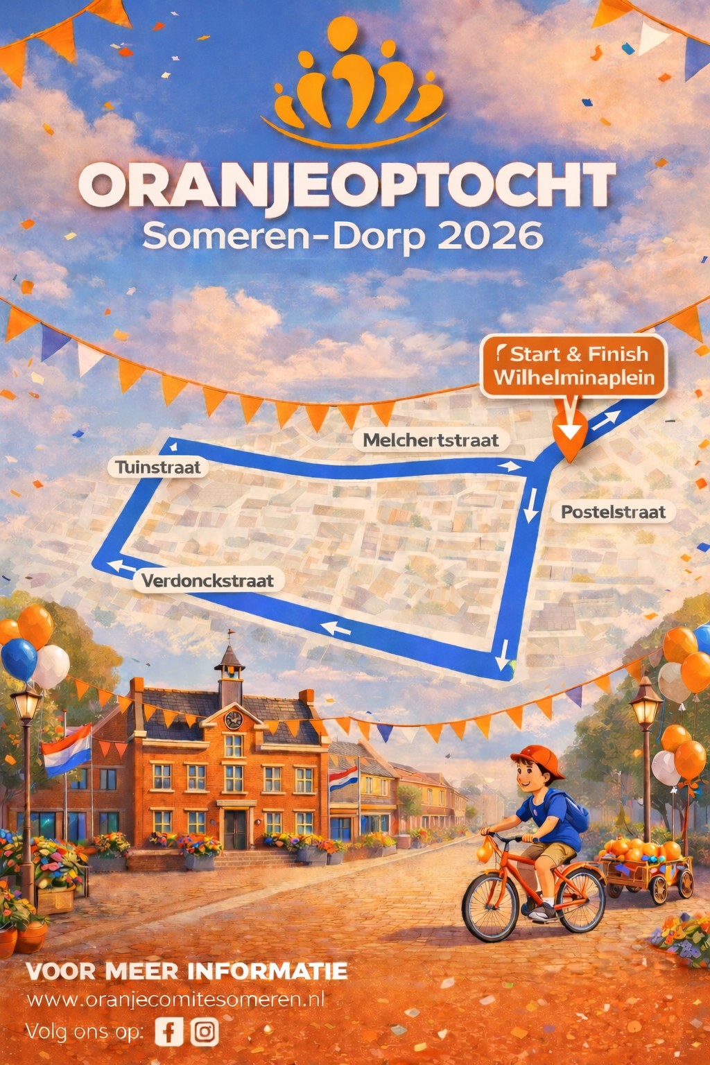 Oranje optocht Koningsdag 2026